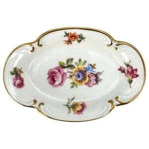 Porcelain Trinket Dish White Gold Germany Decorative Flower